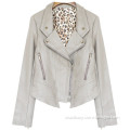 Women Fashion Leather PU Fit Printed Linging Jacket Clothes